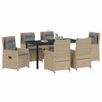 Garten Essgruppe 7 pcs Beige und Hellgrau Poly-Rattan