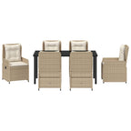 Garten Essgruppe 7 pcs Beige und Hellgrau Poly-Rattan