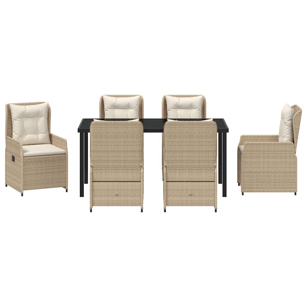 Garten Essgruppe 7 pcs Beige und Hellgrau Poly-Rattan