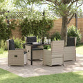 Garten Essgruppe 5 pcs Hellgrau Poly-Rattan