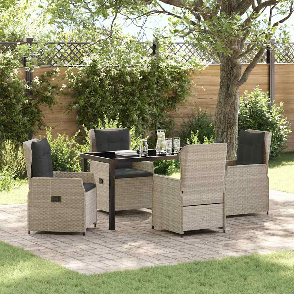 Garten Essgruppe 5 pcs Hellgrau Poly-Rattan