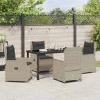 Garten Essgruppe 5 pcs Hellgrau Poly-Rattan