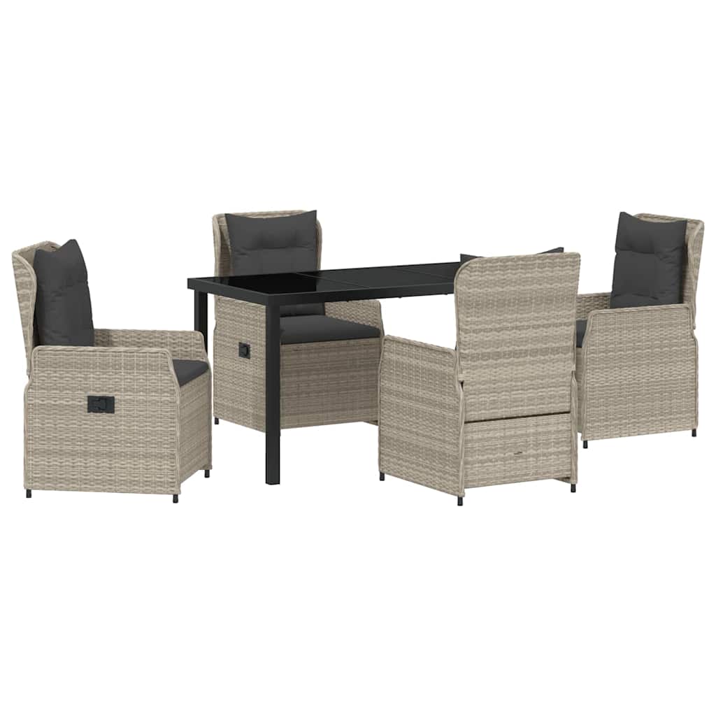 Garten Essgruppe 5 pcs Hellgrau Poly-Rattan