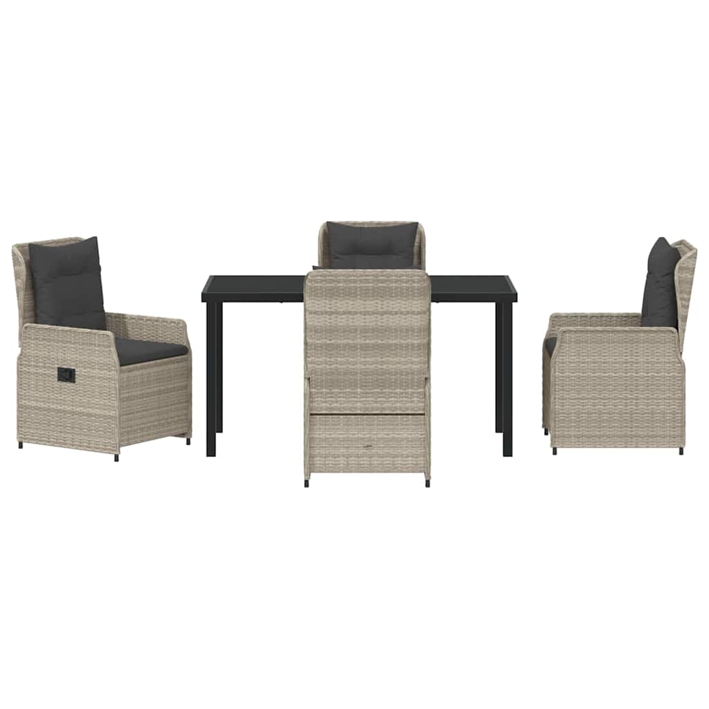 Garten Essgruppe 5 pcs Hellgrau Poly-Rattan