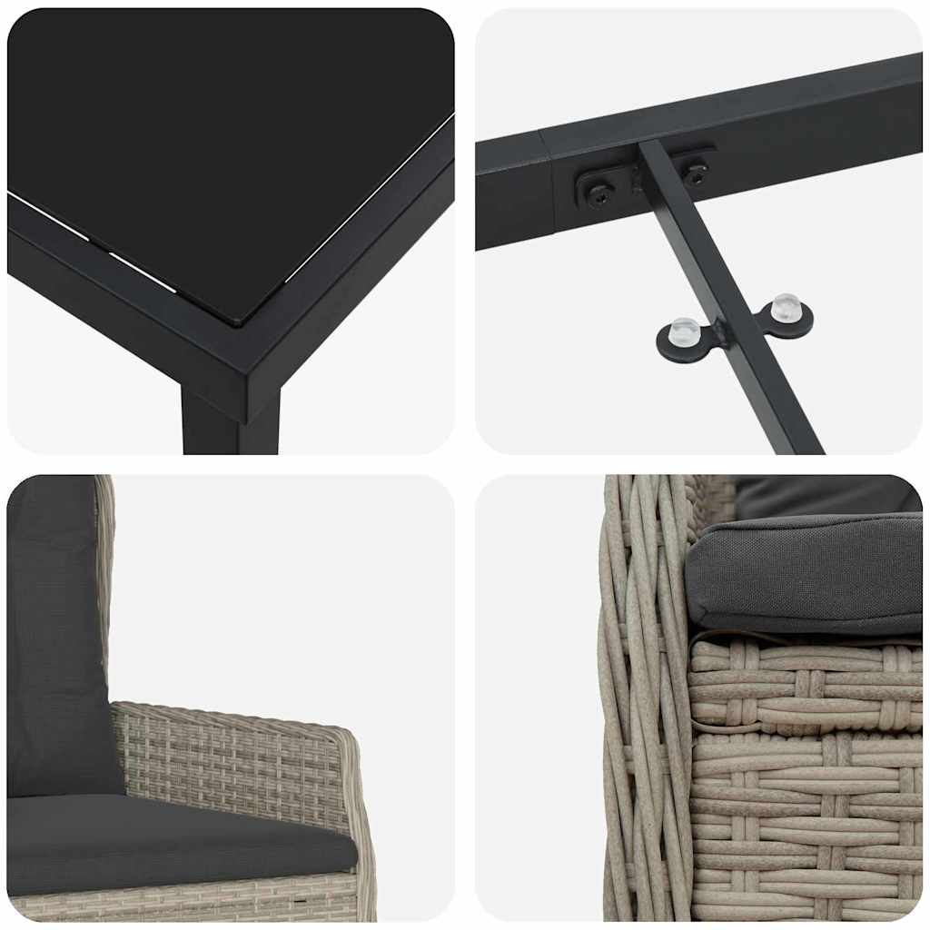 Garten Essgruppe 5 pcs Hellgrau Poly-Rattan