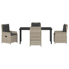 Garten Essgruppe 5 pcs Hellgrau Poly-Rattan