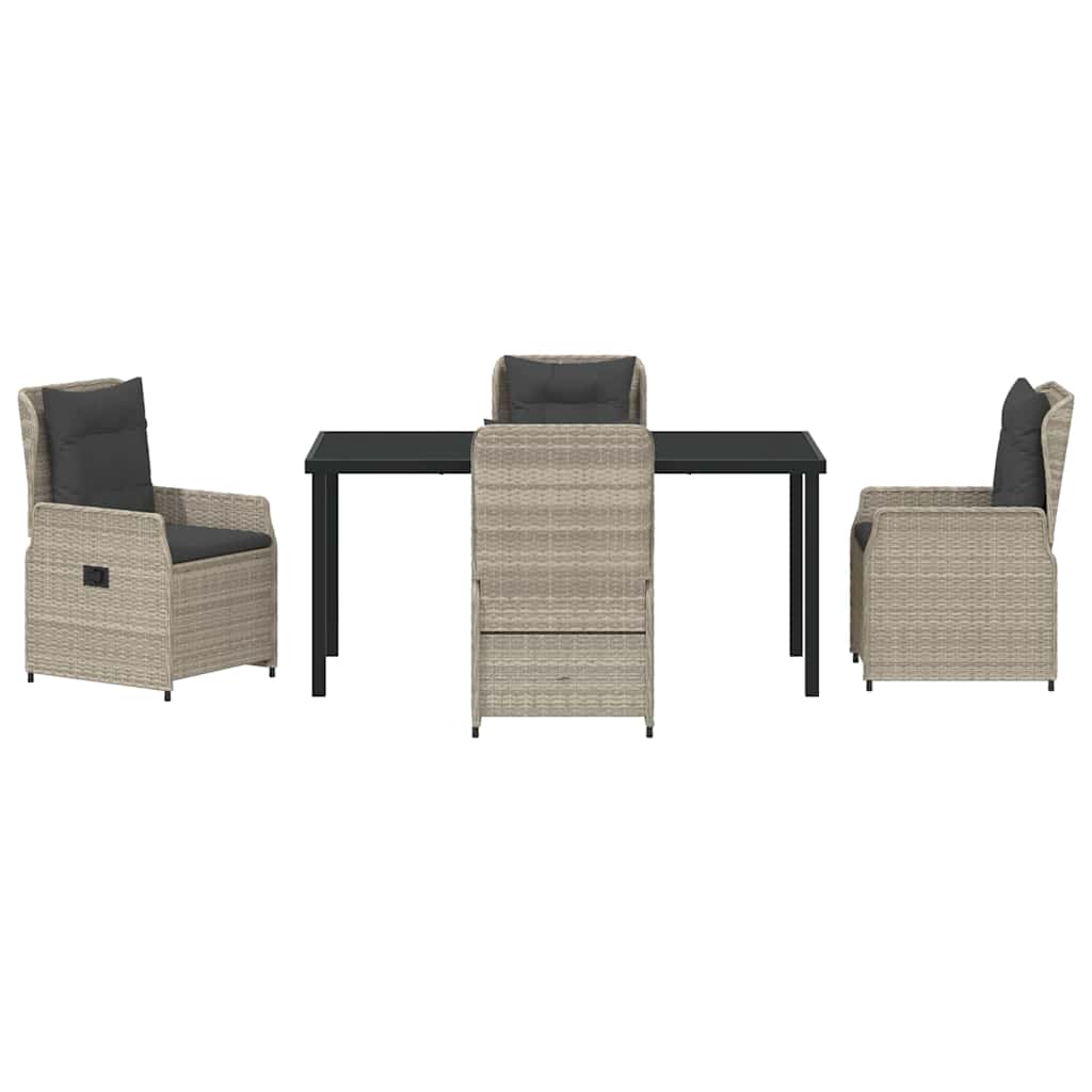 Garten Essgruppe 5 pcs Hellgrau Poly-Rattan