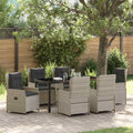 Garten Essgruppe 7 pcs Hellgrau Poly-Rattan