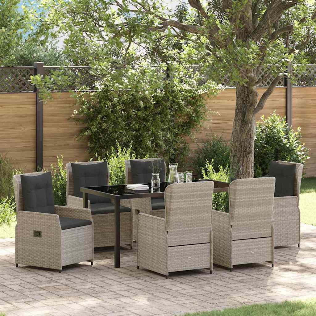 Garten Essgruppe 7 pcs Hellgrau Poly-Rattan