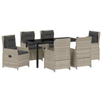 Garten Essgruppe 7 pcs Hellgrau Poly-Rattan