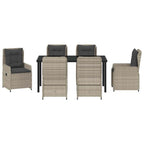Garten Essgruppe 7 pcs Hellgrau Poly-Rattan
