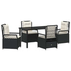 Garten Essgruppe 5 pcs Schwarz Poly-Rattan