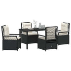 Garten Essgruppe 5 pcs Schwarz Poly-Rattan