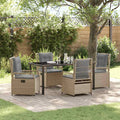 Garten Essgruppe 5 pcs Beige und Hellgrau Poly-Rattan