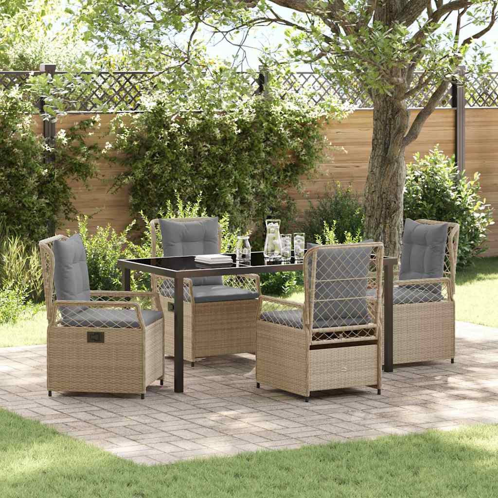 Garten Essgruppe 5 pcs Beige und Hellgrau Poly-Rattan