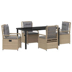 Garten Essgruppe 5 pcs Beige und Hellgrau Poly-Rattan