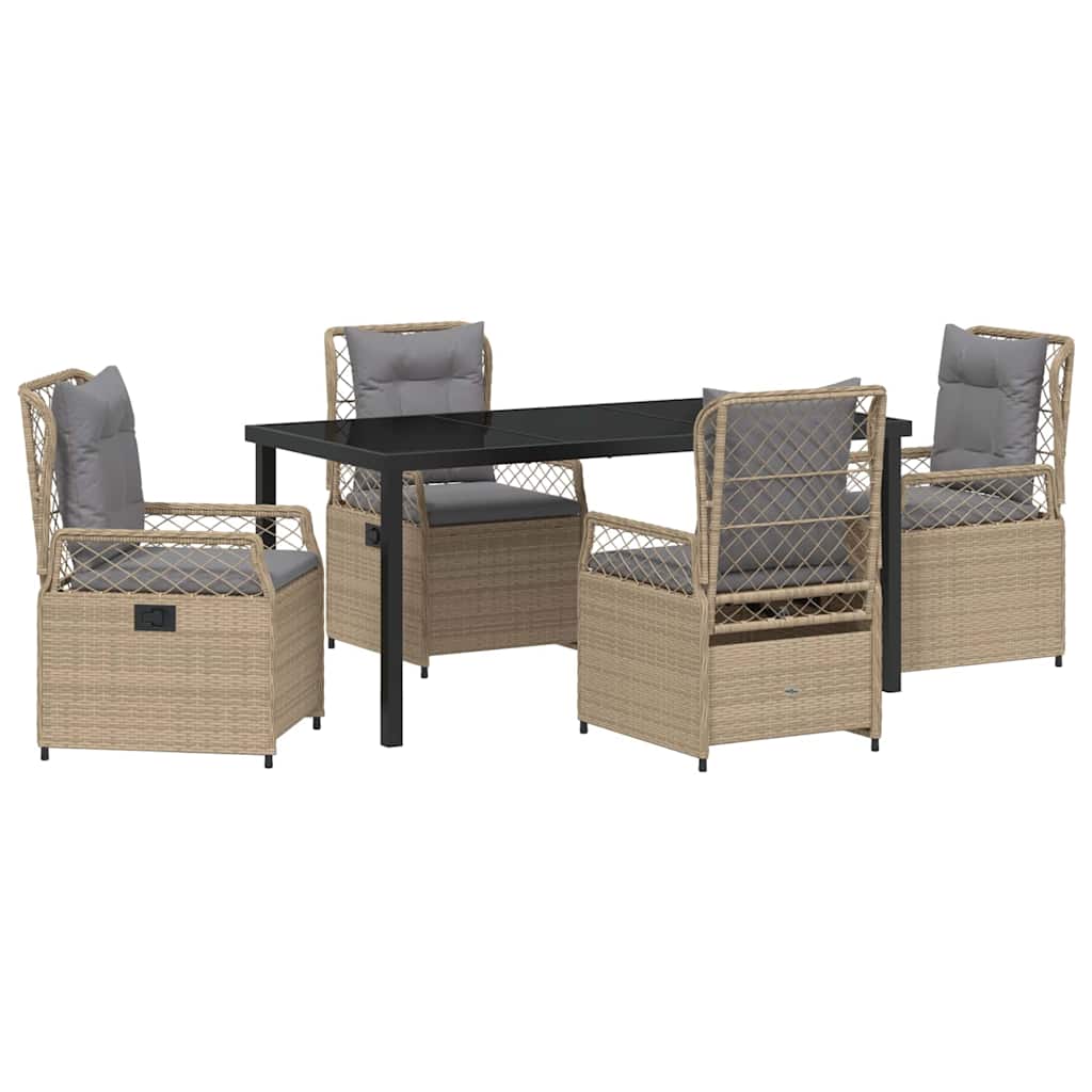 Garten Essgruppe 5 pcs Beige und Hellgrau Poly-Rattan