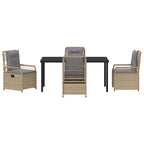 Garten Essgruppe 5 pcs Beige und Hellgrau Poly-Rattan