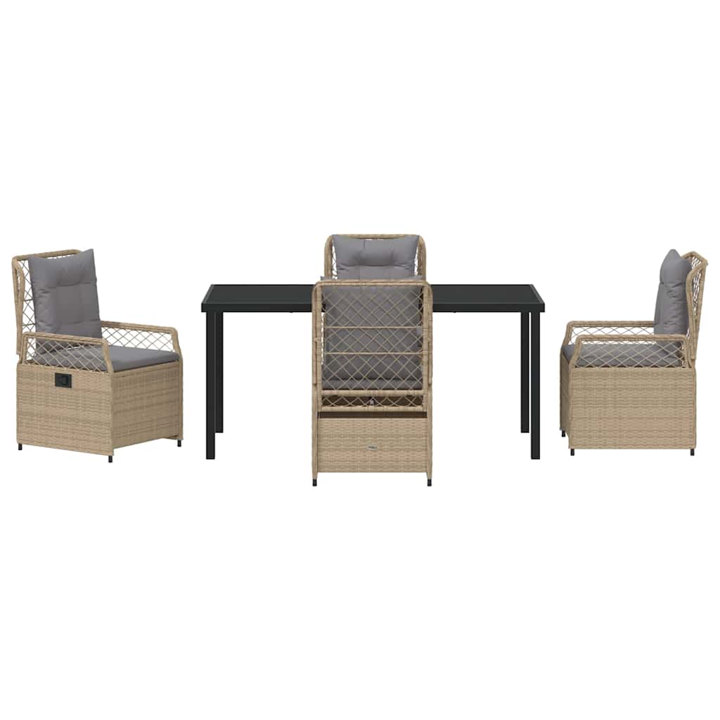 Garten Essgruppe 5 pcs Beige und Hellgrau Poly-Rattan