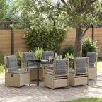 Garten Essgruppe 7 pcs Beige und Hellgrau Poly-Rattan