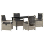 Garten Essgruppe 5 pcs Hellgrau Poly-Rattan