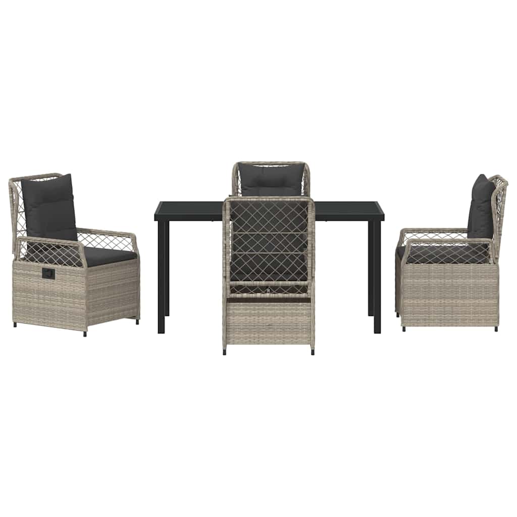 Garten Essgruppe 5 pcs Hellgrau Poly-Rattan