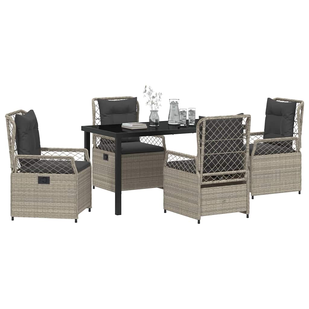 Garten Essgruppe 5 pcs Hellgrau Poly-Rattan