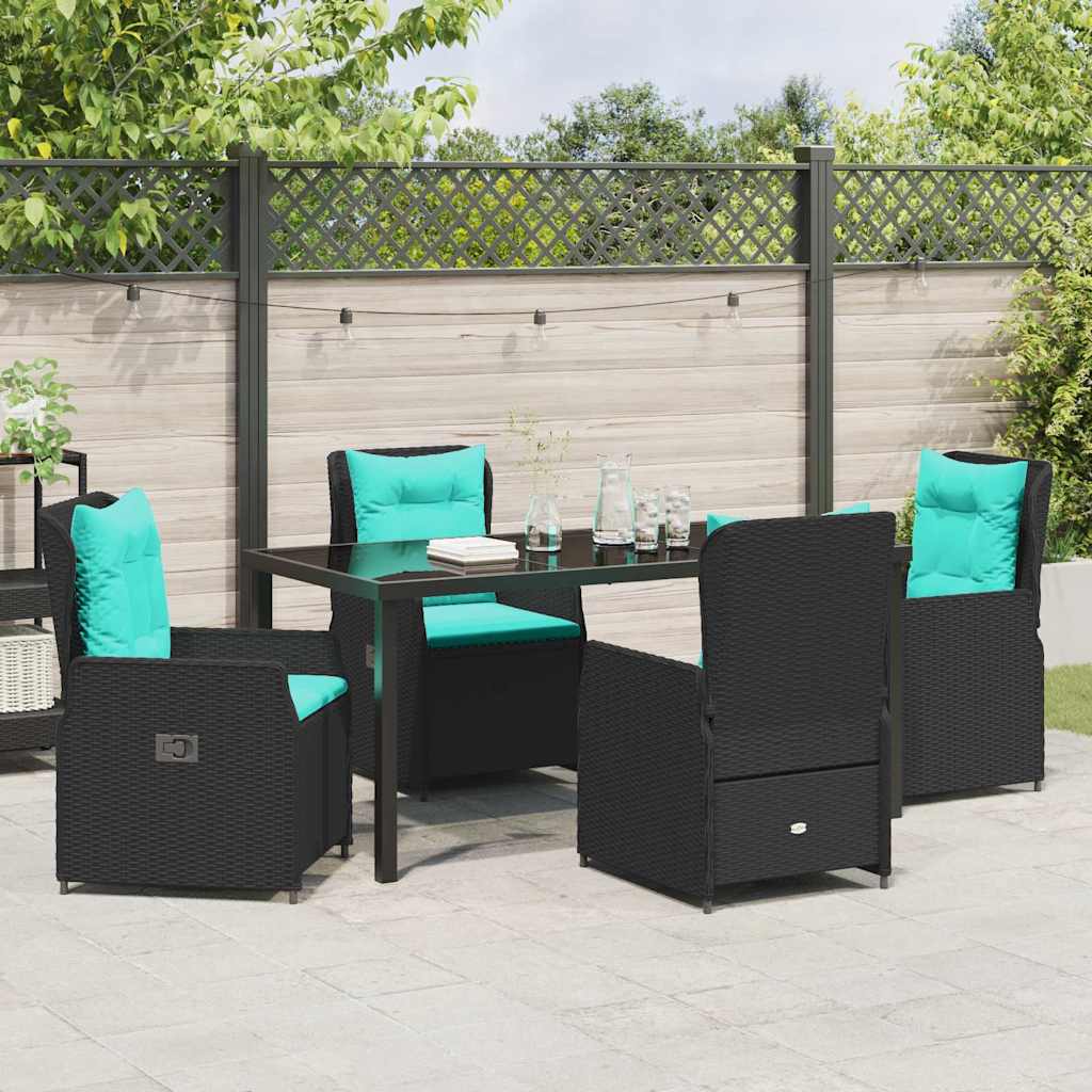 Garten Essgruppe mit Kissen 5 pcs Schwarz Poly Rattan