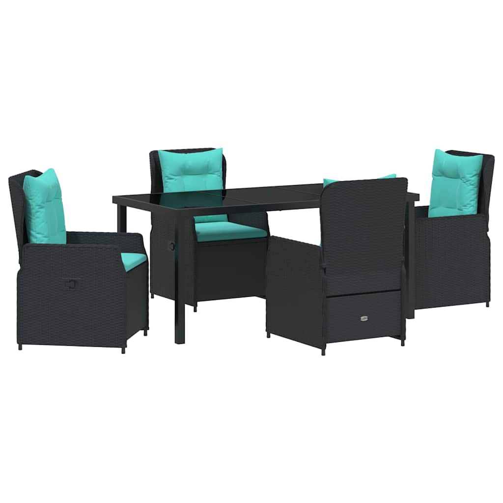 Garten Essgruppe mit Kissen 5 pcs Schwarz Poly Rattan