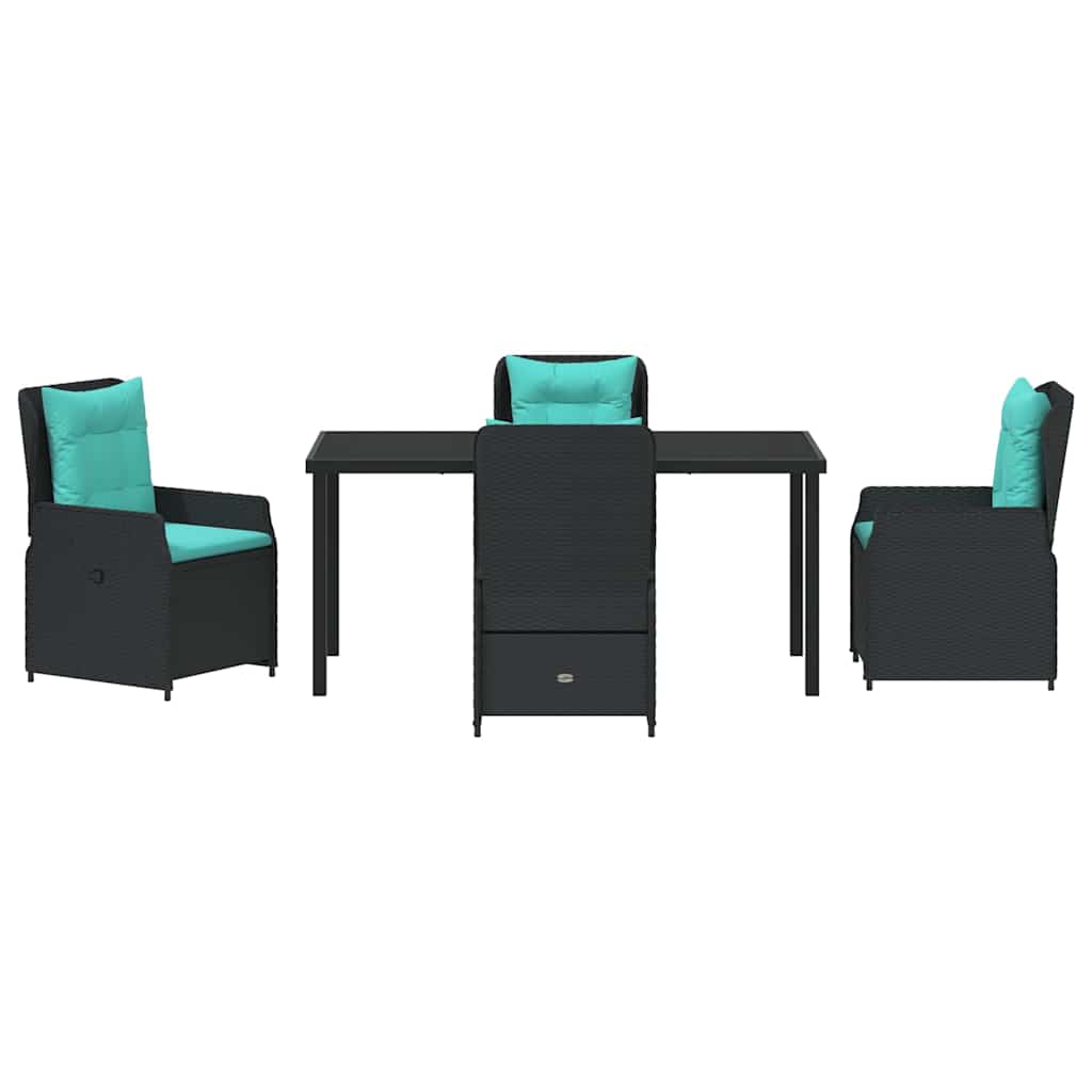 Garten Essgruppe mit Kissen 5 pcs Schwarz Poly Rattan