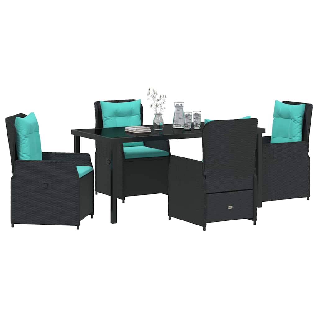 Garten Essgruppe mit Kissen 5 pcs Schwarz Poly Rattan