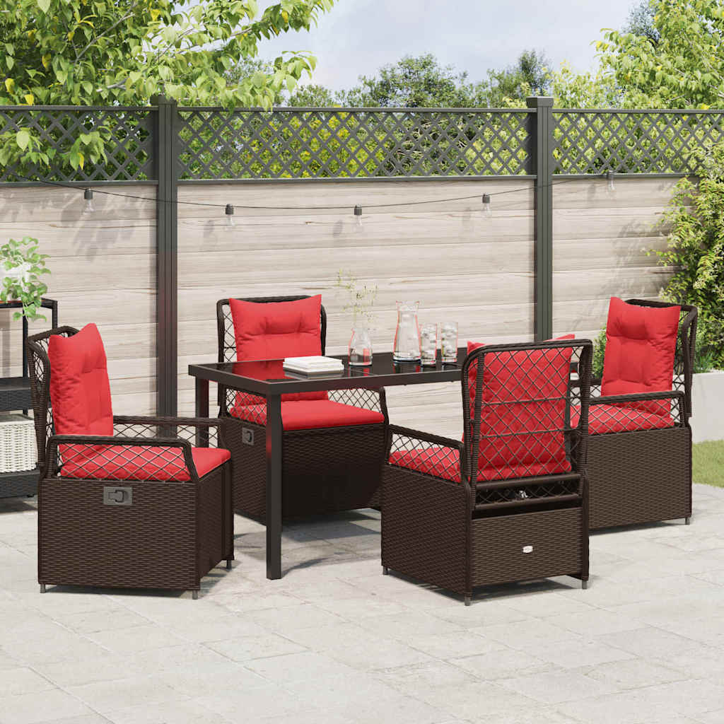 Garten Essgruppe 5 pcs Braun Poly-Rattan