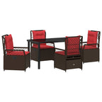 Garten Essgruppe 5 pcs Braun Poly-Rattan