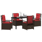 Garten Essgruppe 5 pcs Braun Poly-Rattan