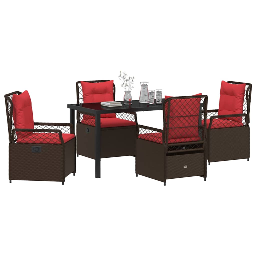 Garten Essgruppe 5 pcs Braun Poly-Rattan