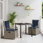Garten Essgruppe 3 pcs Grau Poly-Rattan