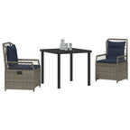 Garten Essgruppe 3 pcs Grau Poly-Rattan