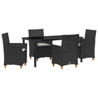 Garten Essgruppe 5 pcs Schwarz Poly-Rattan