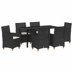 Garten Essgruppe 7 pcs Schwarz Poly-Rattan