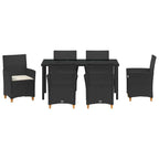 Garten Essgruppe 7 pcs Schwarz Poly-Rattan