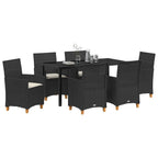Garten Essgruppe 7 pcs Schwarz Poly-Rattan