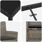 Garten Essgruppe 5 pcs Grau Poly-Rattan