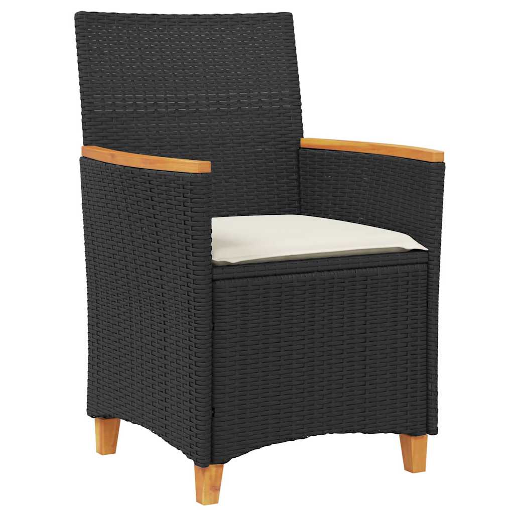 Garten Essgruppe 7 pcs Schwarz Poly-Rattan