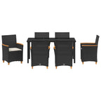 Garten Essgruppe 7 pcs Schwarz Poly-Rattan