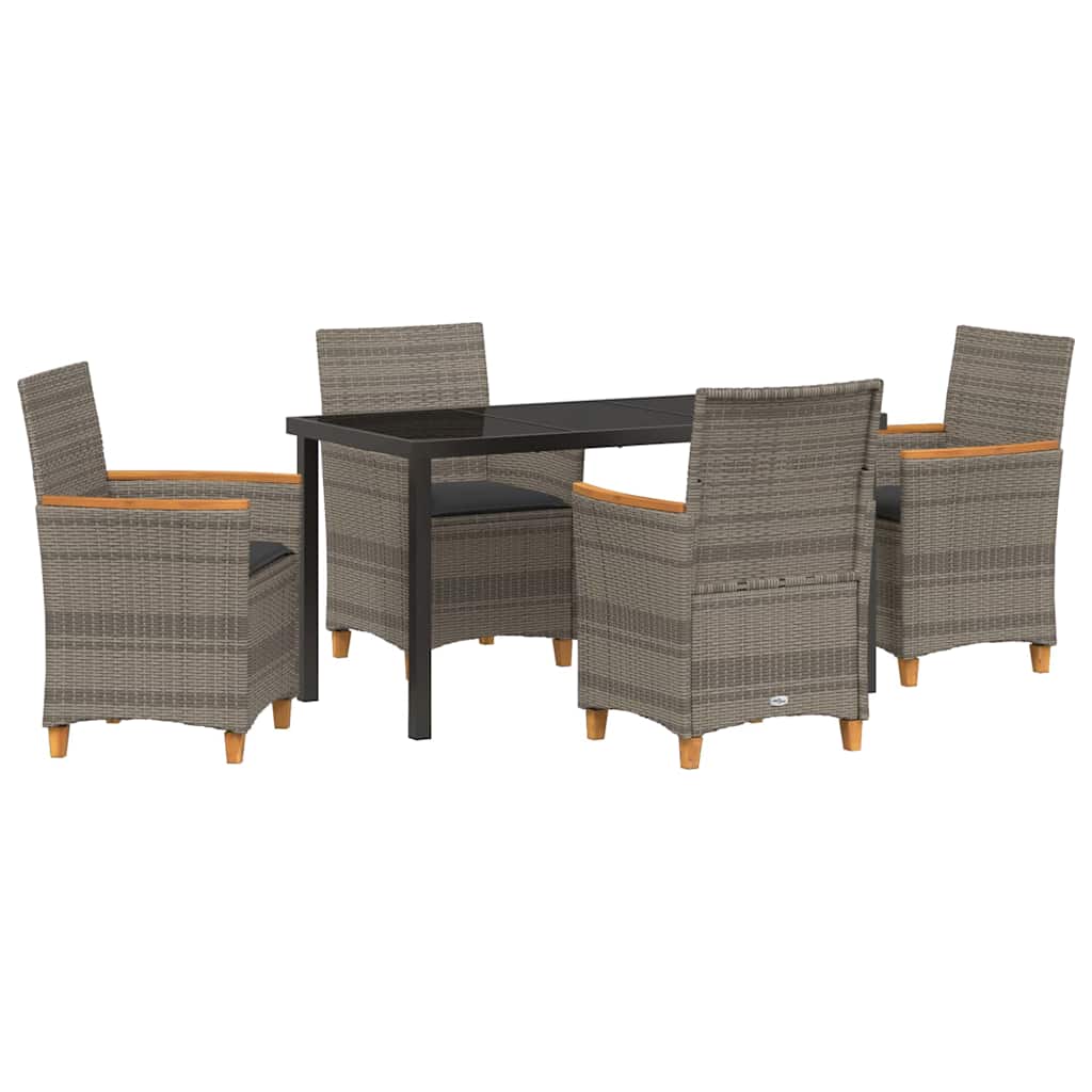 Garten Essgruppe 5 pcs Grau Poly-Rattan