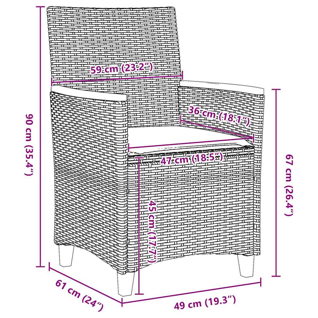 Garten Essgruppe 5 pcs Grau Poly-Rattan