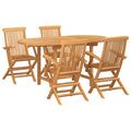 Garten Essgruppe 5 pcs Braun Massivholz Teak