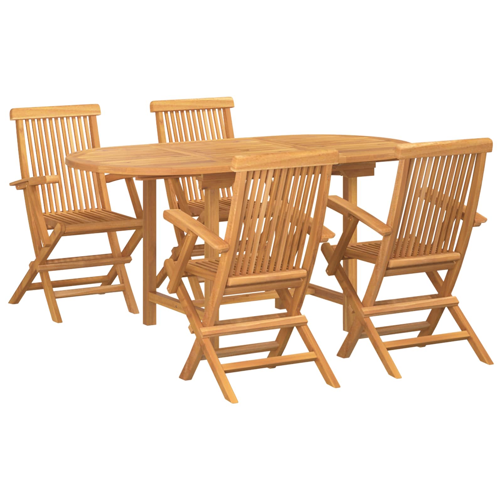 Garten Essgruppe 5 pcs Braun Massivholz Teak
