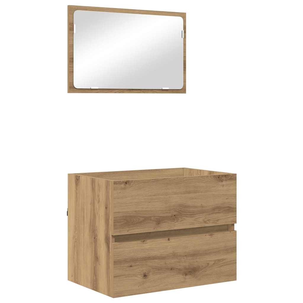 Badezimmermöbel-Set 2 pcs Artisan-Eiche Sperrholz und Metall