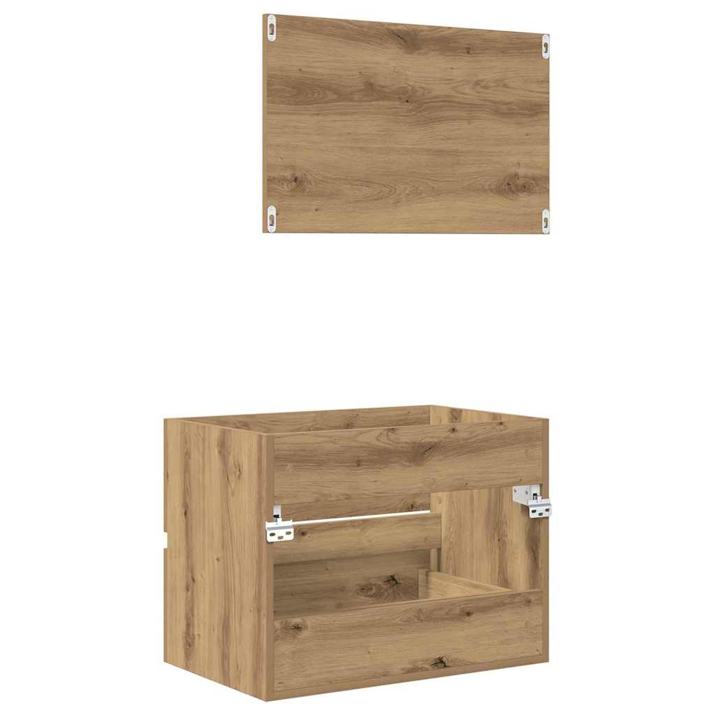 Badezimmermöbel-Set 2 pcs Artisan-Eiche Sperrholz und Metall